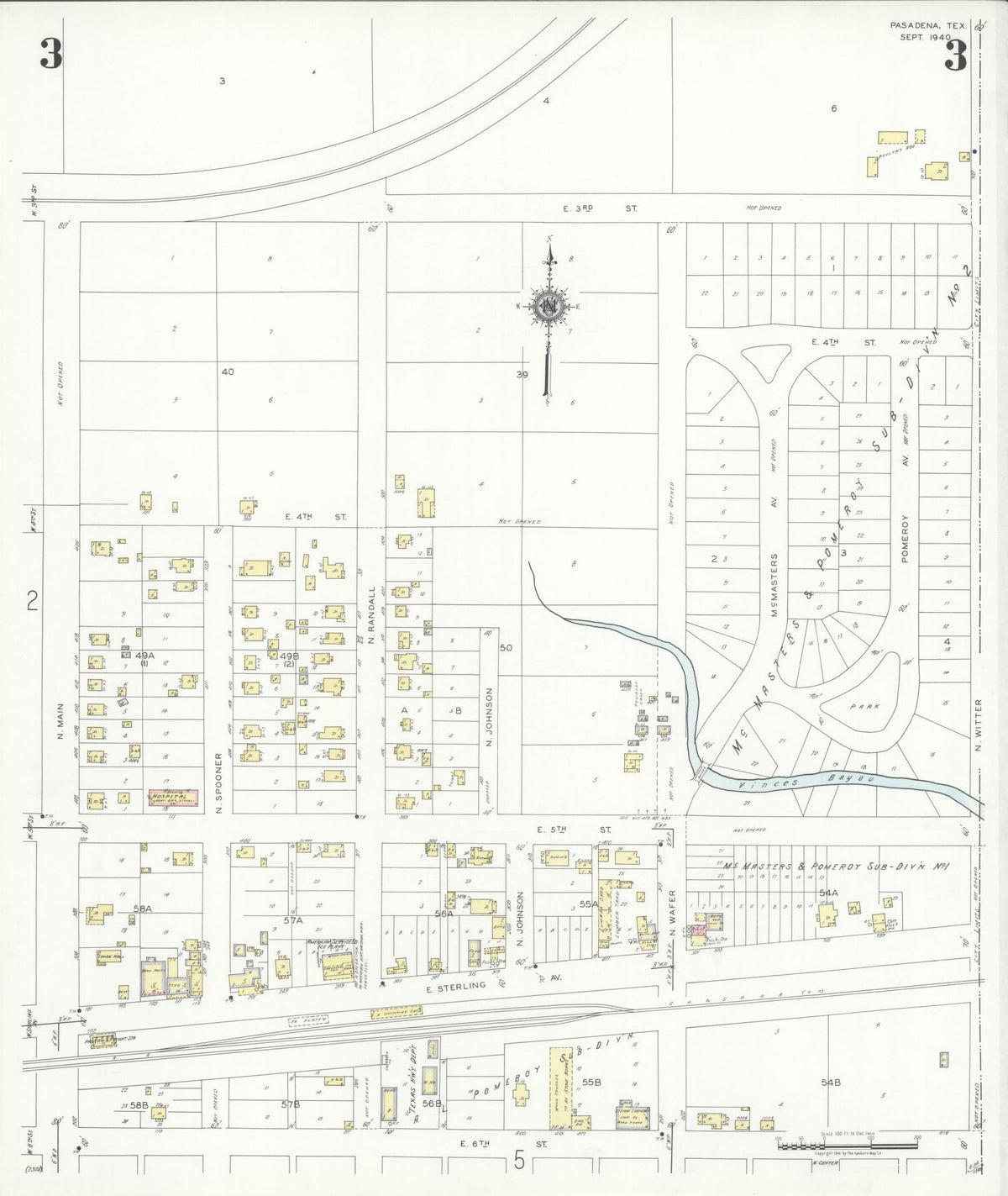 Sanborn Fire Insurance Map from Pasadena, Harris County, Texas (1940), Sheet #0003 - Complete Map Set gallery image, historic Sanborn map, vintage wall art, Texas Texas