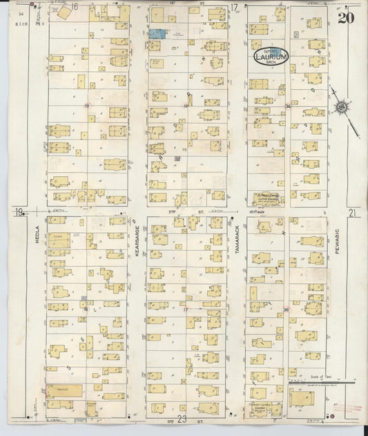 Sanborn Fire Insurance Map from Laurium, Houghton County, Michigan (1949), Sheet #0020 - Historic Sanborn Fire Insurance Map Print, vintage old map wall art, antique decor, genealogy gift, Michigan Michigan map