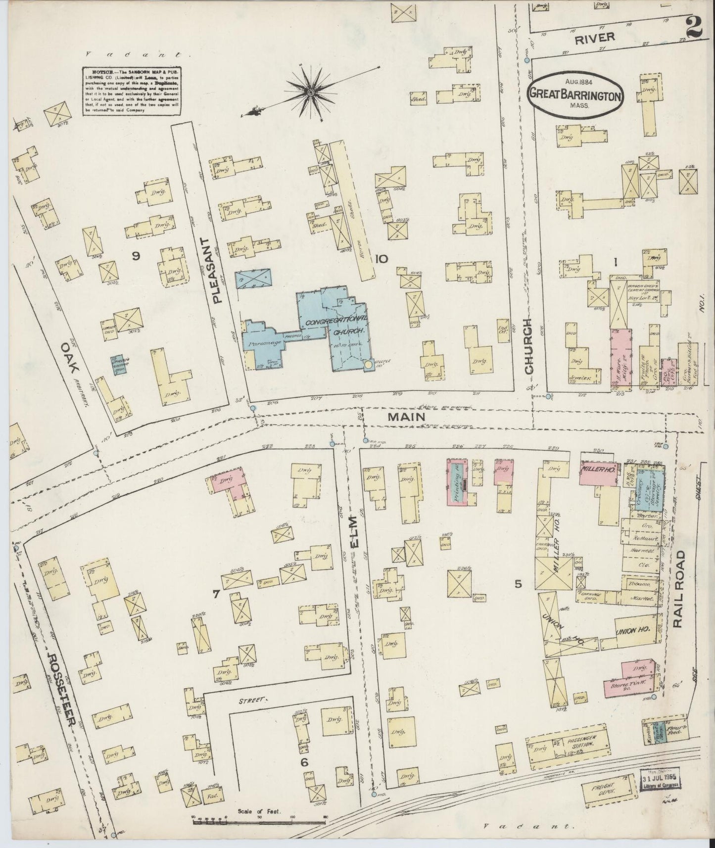 Sanborn Fire Insurance Map from Great Barrington, Berkshire County, Massachusetts (1884), Sheet #0002 - Complete Map Set gallery image, historic Sanborn map, vintage wall art, Massachusetts Massachusetts