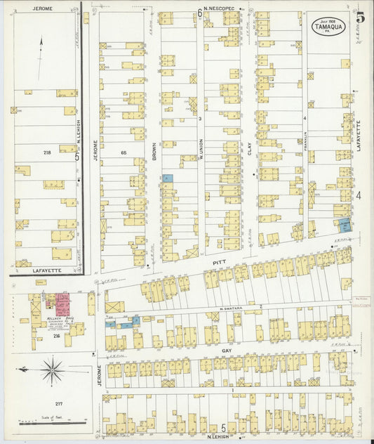 Sanborn Fire Insurance Map from Tamaqua, Schuylkill County, Pennsylvania (1908), Sheet #0005 - Historic Sanborn Fire Insurance Map Print, vintage old map wall art, antique decor, genealogy gift, Pennsylvania Pennsylvania map