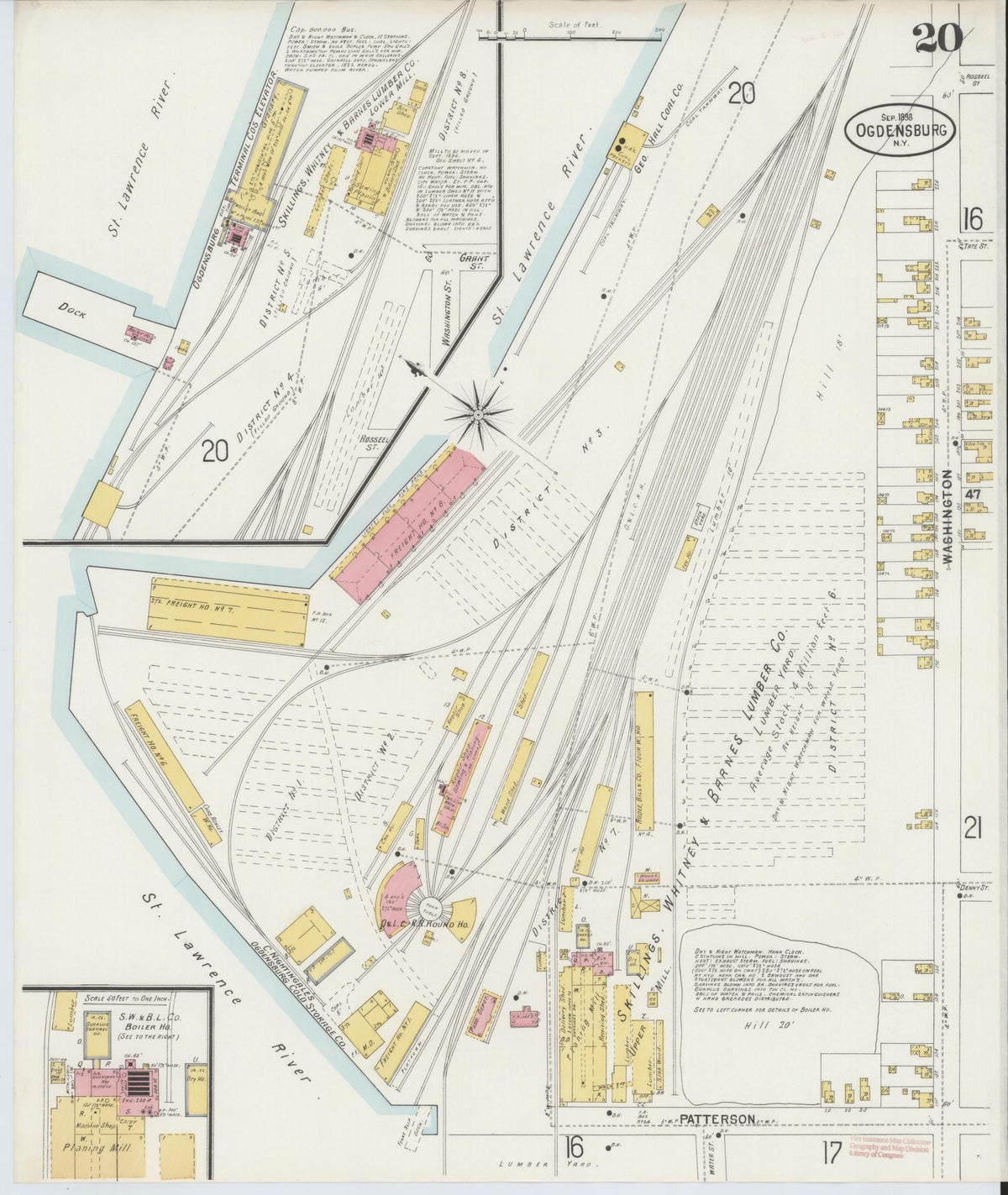 Sanborn Fire Insurance Map from Ogdensburg, St. Lawrence County, New York (1898), Sheet #0020 - Complete Map Set gallery image, historic Sanborn map, vintage wall art, New York New York
