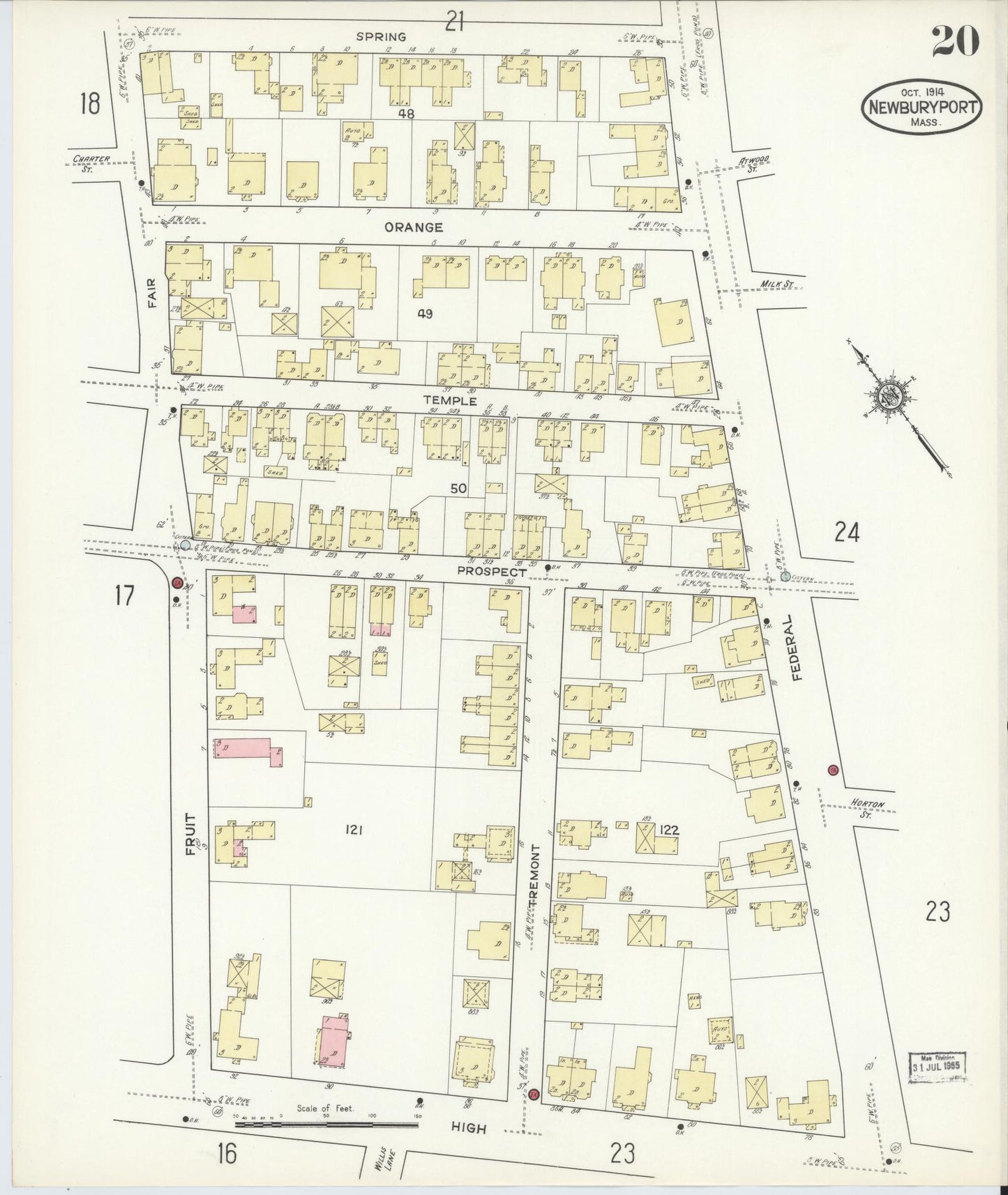Sanborn Fire Insurance Map from Newburyport, Essex County, Massachusetts (1914), Sheet #0020 - Complete Map Set gallery image, historic Sanborn map, vintage wall art, Massachusetts Massachusetts