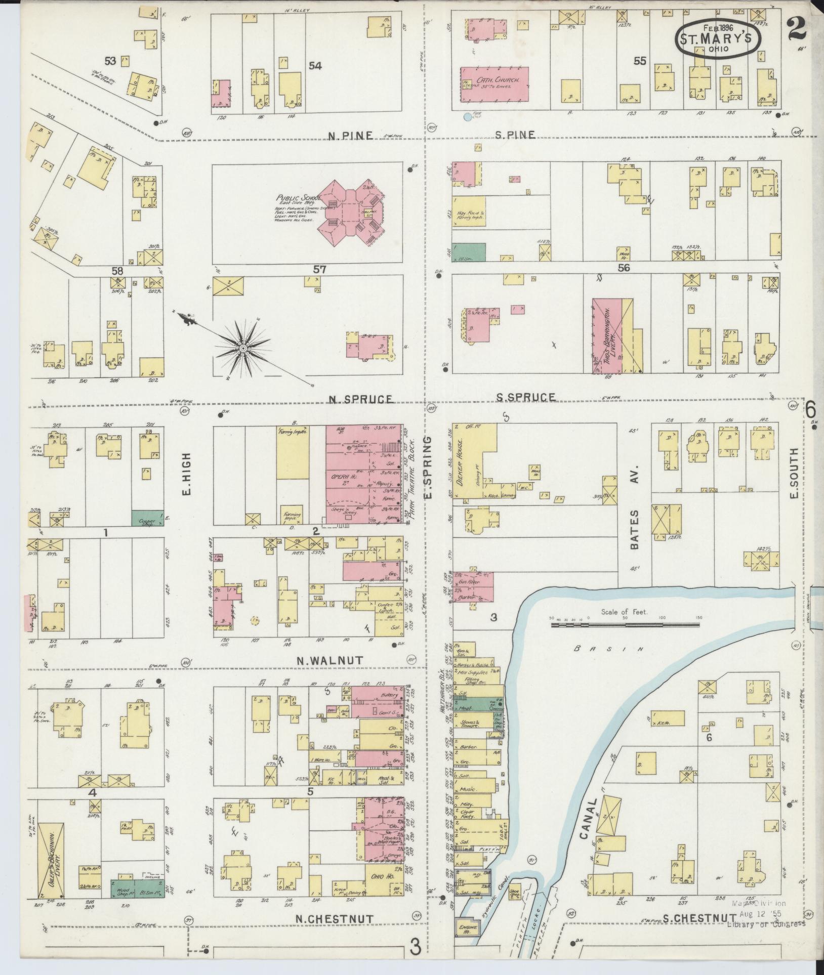 Sanborn Fire Insurance Map from Saint Marys, Auglaize County, Ohio (1896), Sheet #0002 - Complete Map Set gallery image, historic Sanborn map, vintage wall art, Ohio Ohio