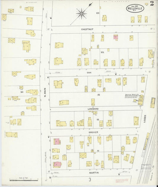 Sanborn Fire Insurance Map from Wellsville, Allegany County, New York (1909), Sheet #0002 - Historic Sanborn Fire Insurance Map Print, vintage old map wall art, antique decor, genealogy gift, New York New York map
