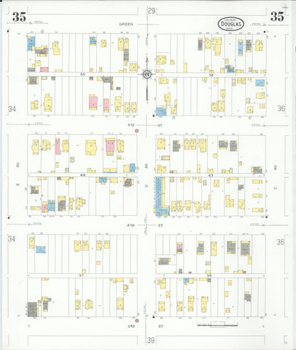 Sanborn Fire Insurance Map from Douglas, Cochise County, Arizona (1929), Sheet #0035 - Complete Map Set gallery image, historic Sanborn map, vintage wall art, Arizona Arizona