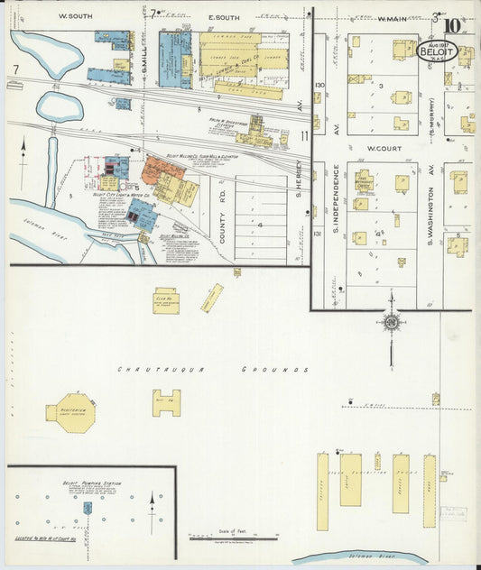 Sanborn Fire Insurance Map from Beloit, Mitchell County, Kansas (1917), Sheet #0010 - Historic Sanborn Fire Insurance Map Print, vintage old map wall art, antique decor, genealogy gift, Kansas Kansas map