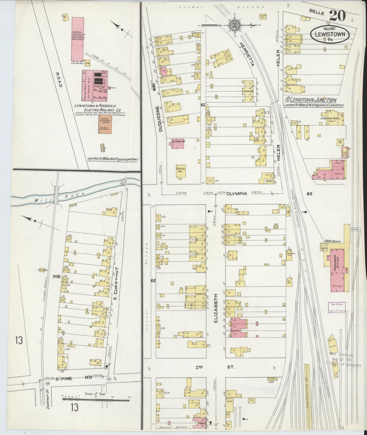 Sanborn Fire Insurance Map from Lewistown, Mifflin County, Pennsylvania (1910), Sheet #0020 - Complete Map Set gallery image, historic Sanborn map, vintage wall art, Pennsylvania Pennsylvania