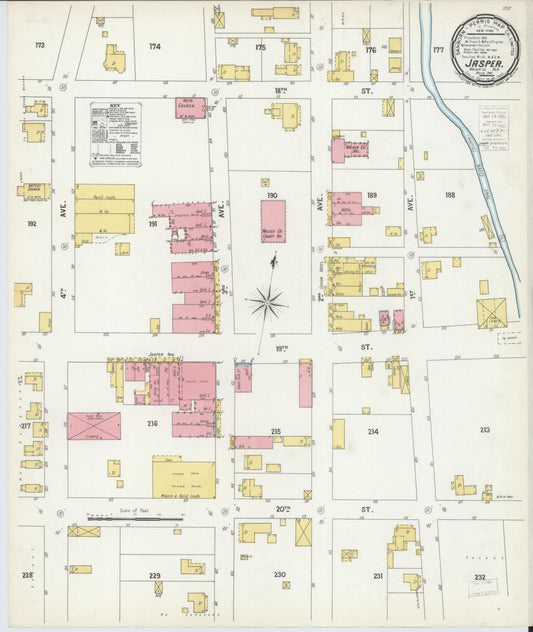 Sanborn Fire Insurance Map from Jasper, Walker County, Alabama (1900), Sheet #0001 - Historic Sanborn Fire Insurance Map Print, vintage old map wall art, antique decor, genealogy gift, Alabama Alabama map