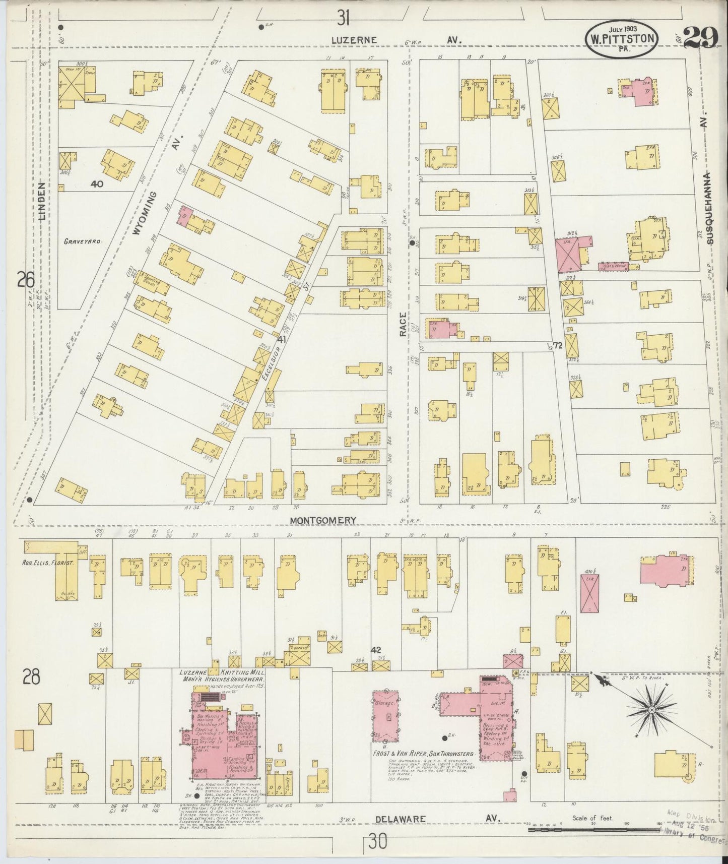 Sanborn Fire Insurance Map from Pittston, Luzerne County, Pennsylvania (1903), Sheet #0029 - Historic Sanborn Fire Insurance Map Print, vintage old map wall art, antique decor, genealogy gift, Pennsylvania Pennsylvania map
