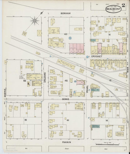 Sanborn Fire Insurance Map from Beaumont, Jefferson County, Texas (1889), Sheet #0002 - Complete Map Set gallery image, historic Sanborn map, vintage wall art, Texas Texas