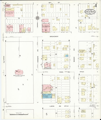 Sanborn Fire Insurance Map from Great Bend, Barton County, Kansas (1914), Sheet #0004 - Complete Map Set gallery image, historic Sanborn map, vintage wall art, Kansas Kansas