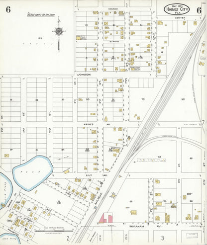Sanborn Fire Insurance Map from Haines City, Polk County, Florida (1923), Sheet #0006 - Historic Sanborn Fire Insurance Map Print, vintage old map wall art, antique decor, genealogy gift, Florida Florida map