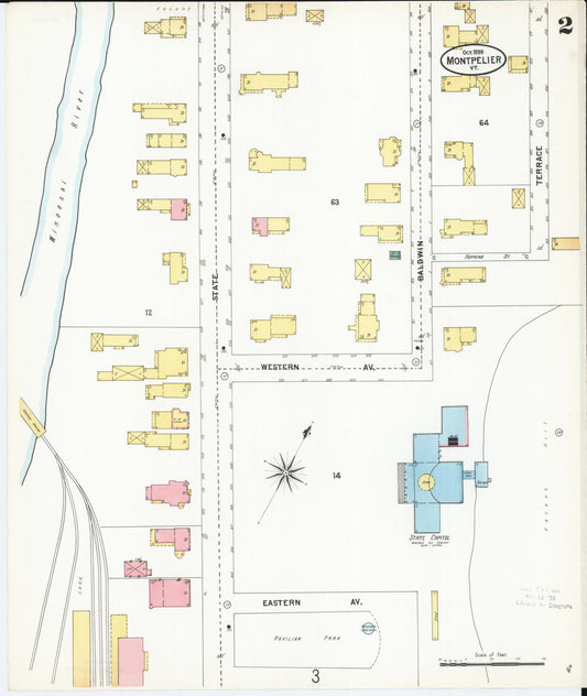 Sanborn Fire Insurance Map from Montpelier, Washington County, Vermont (1899), Sheet #0002 - Historic Sanborn Fire Insurance Map Print, vintage old map wall art, antique decor, genealogy gift, Vermont Vermont map
