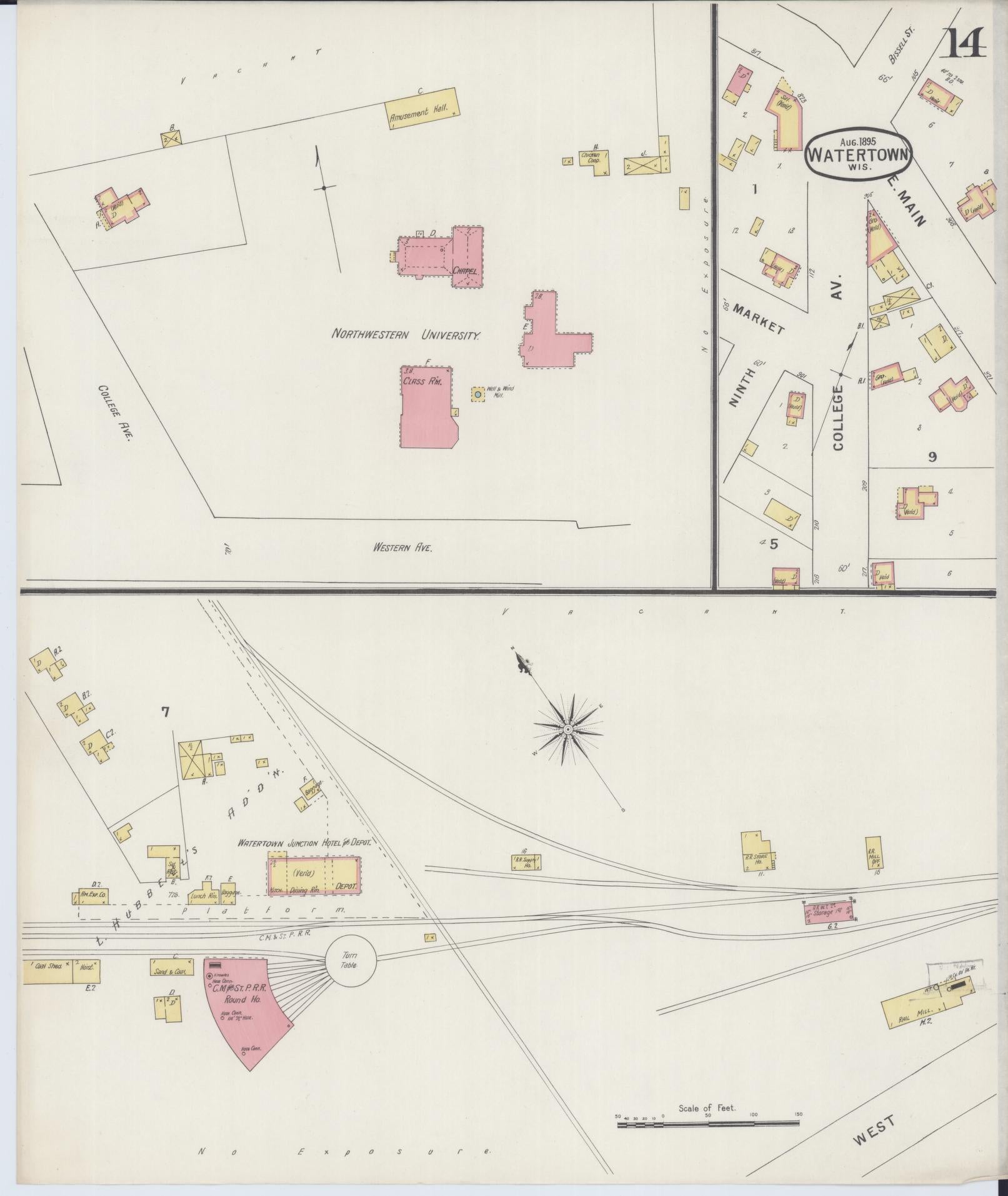 Sanborn Fire Insurance Map from Watertown, Jefferson County, Wisconsin (1895), Sheet #0014 - Complete Map Set gallery image, historic Sanborn map, vintage wall art, Wisconsin Wisconsin