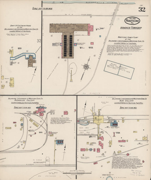 Sanborn Fire Insurance Map from Nanticoke, Luzerne County, Pennsylvania (1920), Sheet #0032 - Historic Sanborn Fire Insurance Map Print, vintage old map wall art, antique decor, genealogy gift, Pennsylvania Pennsylvania map