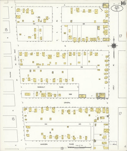 Sanborn Fire Insurance Map from Taft, Kern County, California (1921), Sheet #0016 - Complete Map Set gallery image, historic Sanborn map, vintage wall art, California California