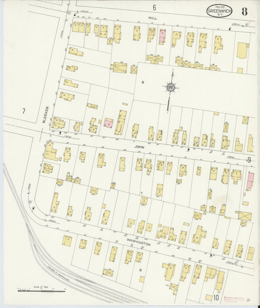 Sanborn Fire Insurance Map from Greenwich, Washington County, New York (1913), Sheet #0008 - Historic Sanborn Fire Insurance Map Print, vintage old map wall art, antique decor, genealogy gift, New York New York map