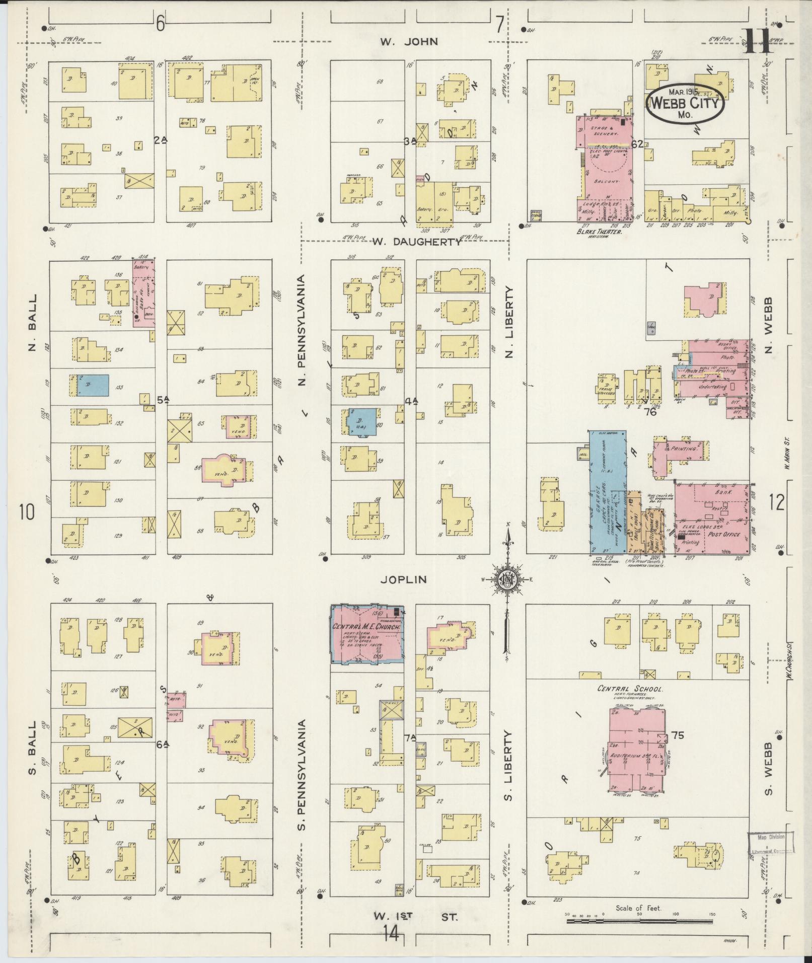 Sanborn Fire Insurance Map from Webb City, Jasper County, Missouri (1915), Sheet #0011 - Complete Map Set gallery image, historic Sanborn map, vintage wall art, Missouri Missouri