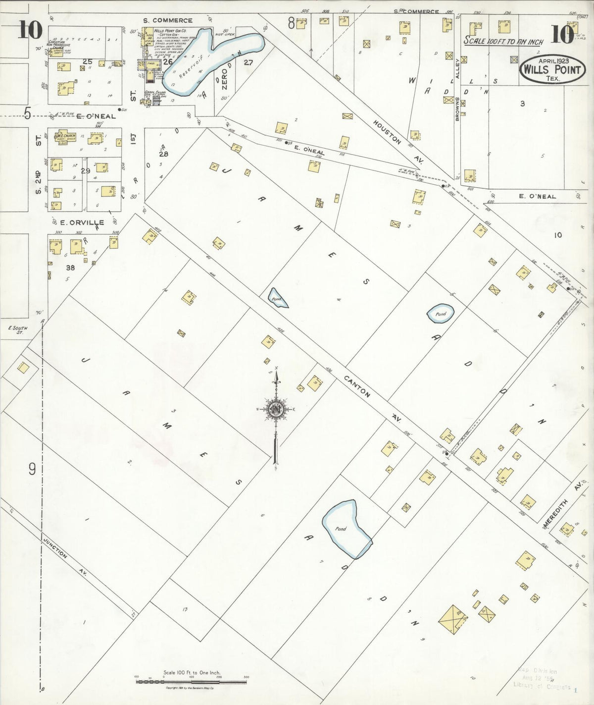 Sanborn Fire Insurance Map from Wills Point, Van Zandt County, Texas (1923), Sheet #0010 - Complete Map Set gallery image, historic Sanborn map, vintage wall art, Texas Texas