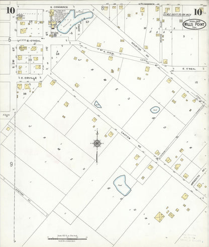 Sanborn Fire Insurance Map from Wills Point, Van Zandt County, Texas (1923), Sheet #0010 - Complete Map Set gallery image, historic Sanborn map, vintage wall art, Texas Texas