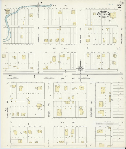 Sanborn Fire Insurance Map from Weleetka, Okfuskee County, Oklahoma (1914), Sheet #0002 - Historic Sanborn Fire Insurance Map Print, vintage old map wall art, antique decor, genealogy gift, Oklahoma Oklahoma map