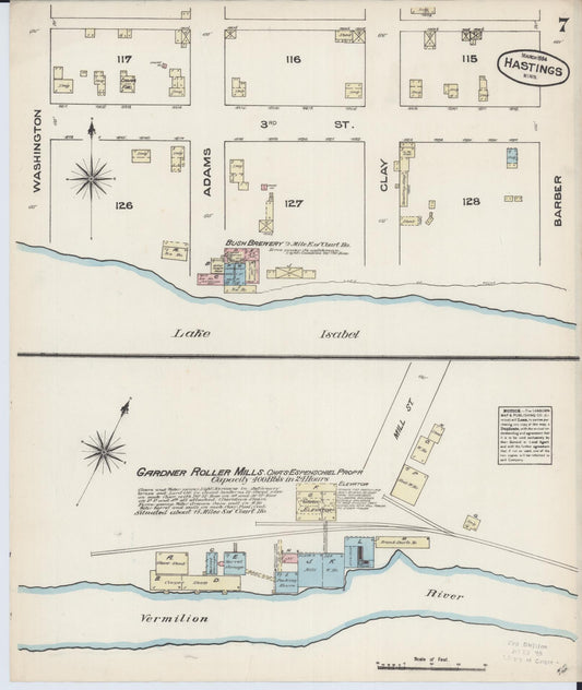 Sanborn Fire Insurance Map from Hastings, Dakota County, Minnesota (1884), Sheet #0007 - Historic Sanborn Fire Insurance Map Print, vintage old map wall art, antique decor, genealogy gift, Minnesota Minnesota map