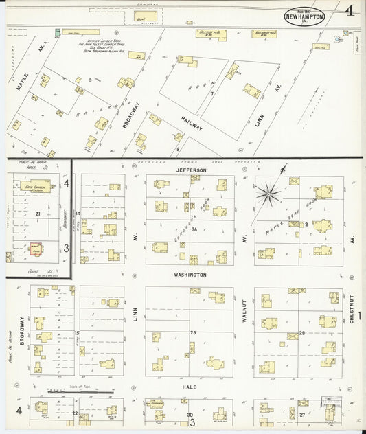 Sanborn Fire Insurance Map from New Hampton, Chickasaw County, Iowa (1897), Sheet #0004 - Historic Sanborn Fire Insurance Map Print, vintage old map wall art