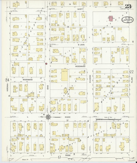 Sanborn Fire Insurance Map from La Porte, La Porte County, Indiana (1912), Sheet #0023 - Historic Sanborn Fire Insurance Map Print, vintage old map wall art, antique decor, genealogy gift, Indiana Indiana map