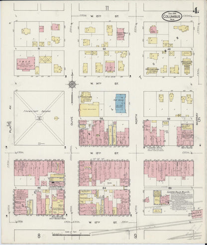 Sanborn Fire Insurance Map from Columbus, Platte County, Nebraska (1914), Sheet #0004 - Complete Map Set gallery image, historic Sanborn map, vintage wall art, Nebraska Nebraska