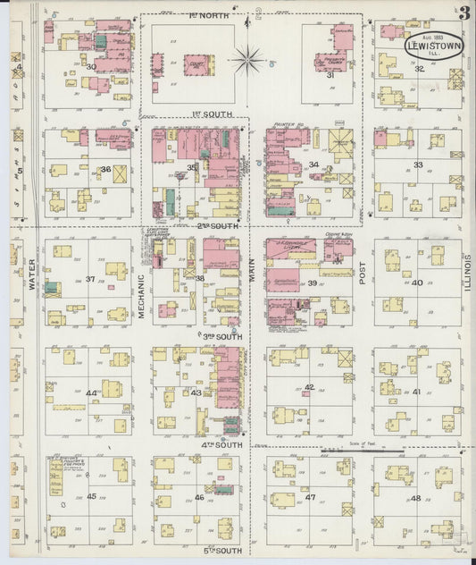 Sanborn Fire Insurance Map from Lewistown, Fulton County, Illinois (1893), Sheet #0003 - Historic Sanborn Fire Insurance Map Print, vintage old map wall art, antique decor, genealogy gift, Illinois Illinois map