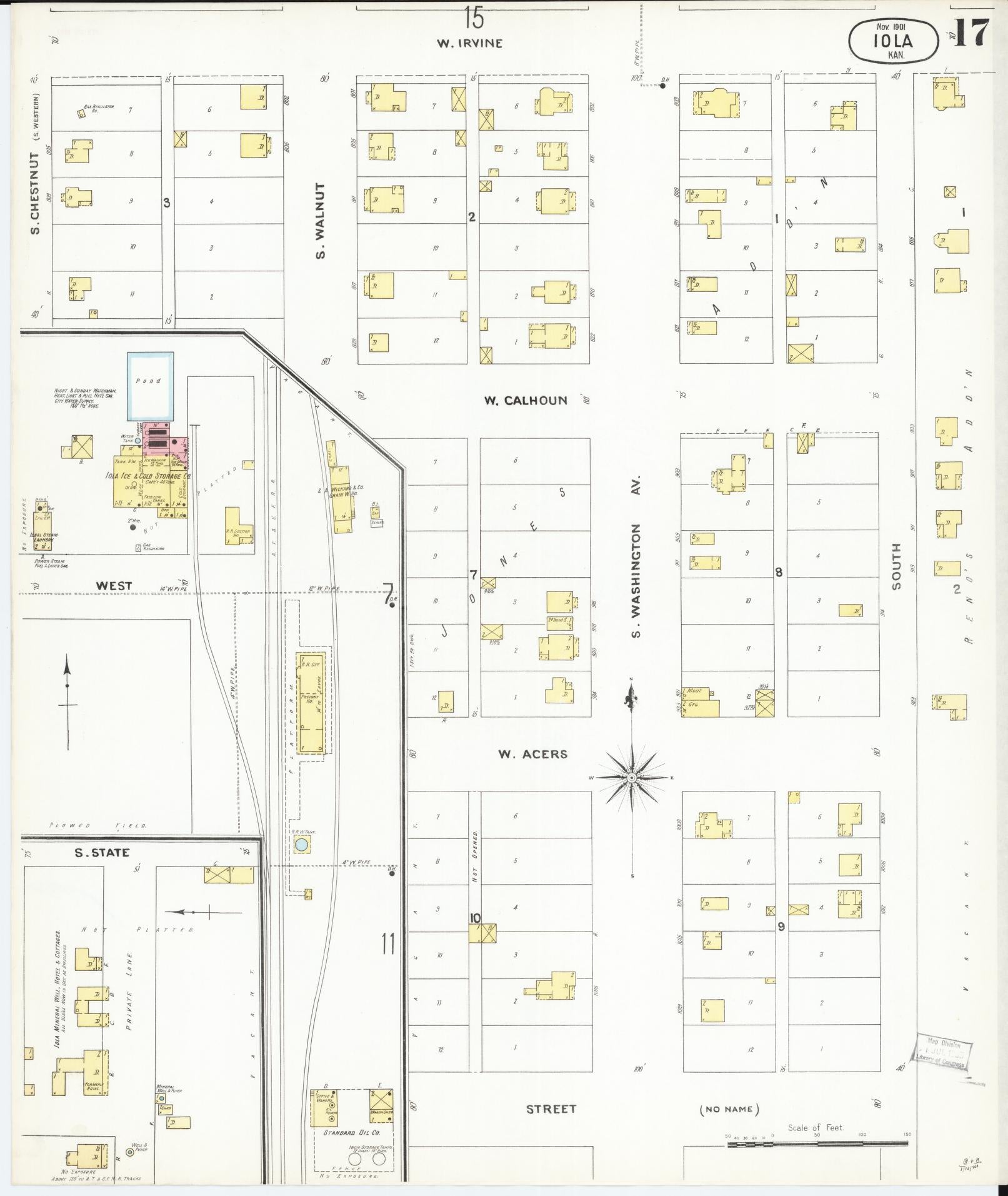Sanborn Fire Insurance Map from Iola, Allen County, Kansas (1901), Sheet #0017 - Complete Map Set gallery image, historic Sanborn map, vintage wall art, Kansas Kansas