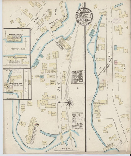 Sanborn Fire Insurance Map from Enfield, Grafton County, New Hampshire (1884), Sheet #0001 - Historic Sanborn Fire Insurance Map Print, vintage old map wall art, antique decor, genealogy gift, New Hampshire New Hampshire map