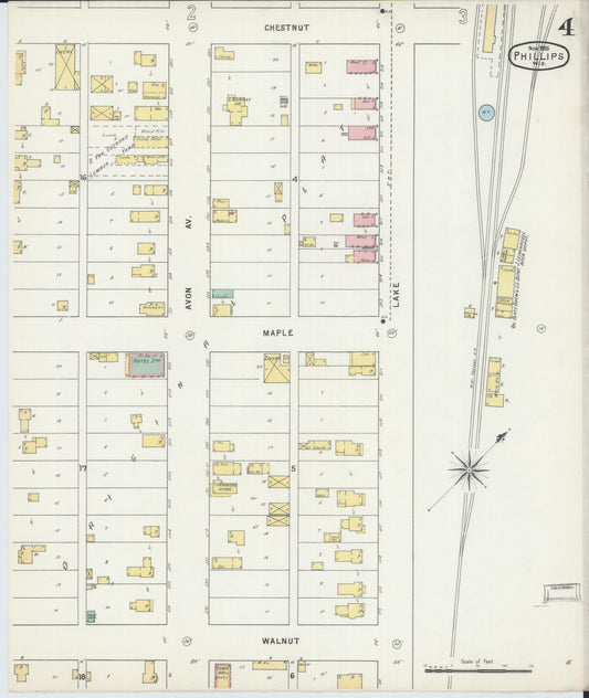 Sanborn Fire Insurance Map from Phillips, Price County, Wisconsin (1895), Sheet #0004 - Historic Sanborn Fire Insurance Map Print, vintage old map wall art, antique decor, genealogy gift, Wisconsin Wisconsin map