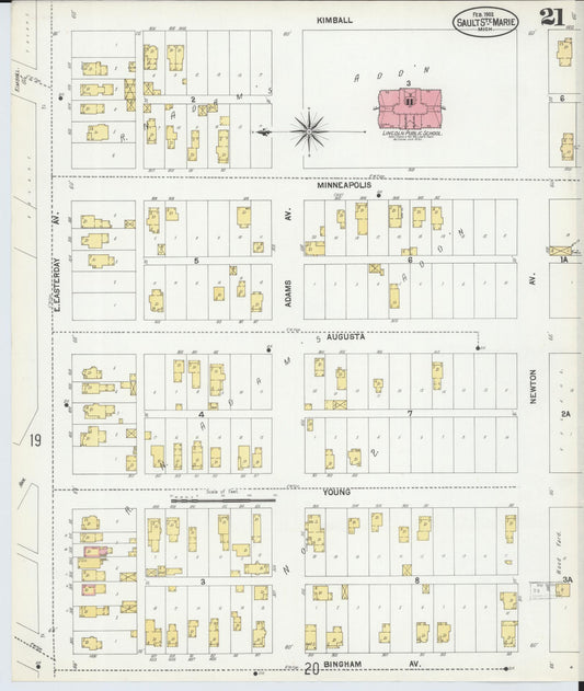 Sanborn Fire Insurance Map from Sault Sainte Marie, Chippewa County, Michigan (1902), Sheet #0021 - Historic Sanborn Fire Insurance Map Print, vintage old map wall art, antique decor, genealogy gift, Michigan Michigan map