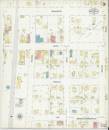 Sanborn Fire Insurance Map from Waterloo, De Kalb County, Indiana (1907), Sheet #0003 - Complete Map Set gallery image, historic Sanborn map, vintage wall art, Indiana Indiana