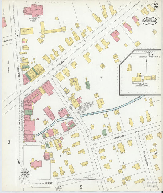 Sanborn Fire Insurance Map from North East, Erie County, Pennsylvania (1900), Sheet #0002 - Historic Sanborn Fire Insurance Map Print, vintage old map wall art, antique decor, genealogy gift, Pennsylvania Pennsylvania map
