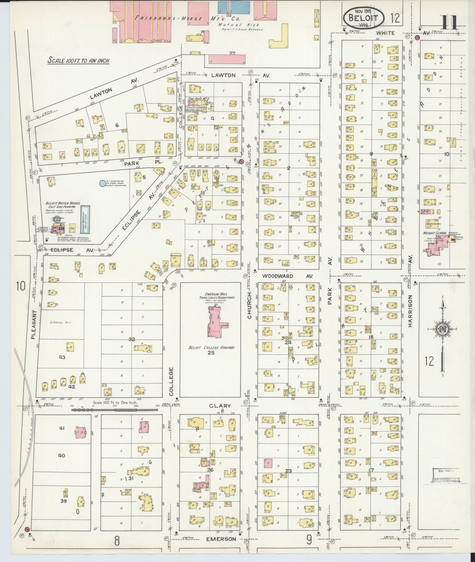 Sanborn Fire Insurance Map from Beloit, Rock County, Wisconsin (1915), Sheet #0011 - Complete Map Set gallery image, historic Sanborn map, vintage wall art, Wisconsin Wisconsin