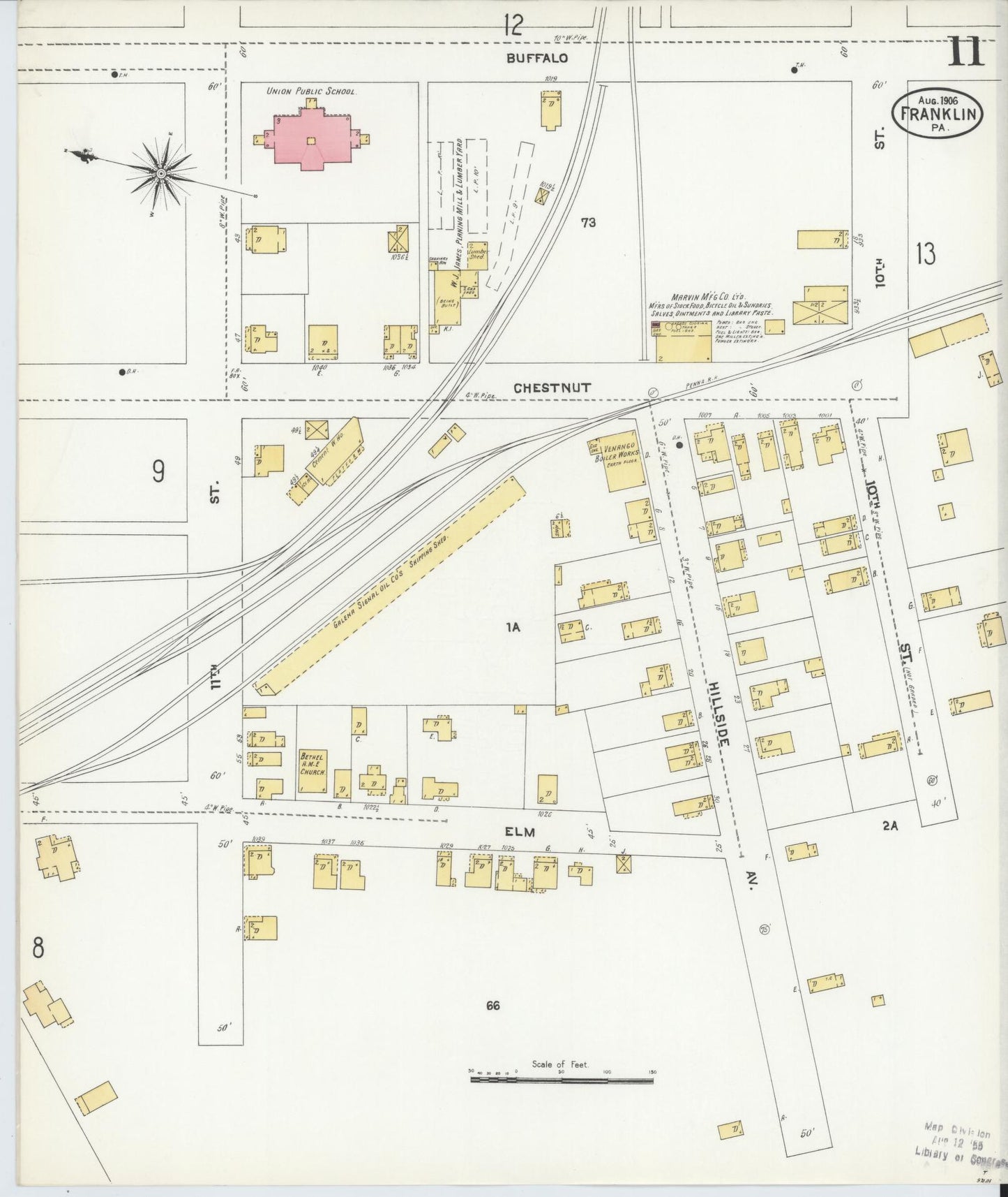 Sanborn Fire Insurance Map from Franklin, Venango County, Pennsylvania (1906), Sheet #0011 - Historic Sanborn Fire Insurance Map Print, vintage old map wall art, antique decor, genealogy gift, Pennsylvania Pennsylvania map