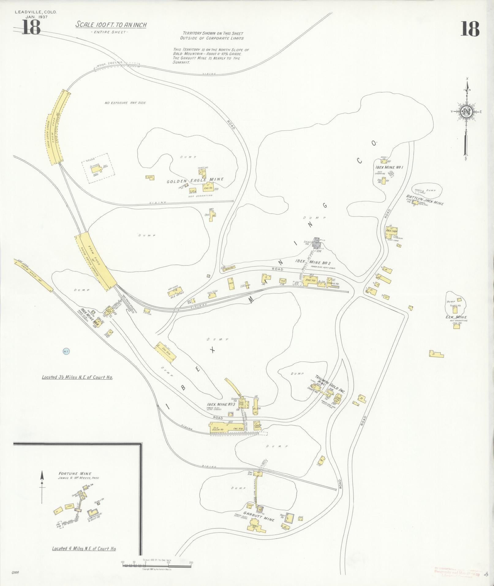 Sanborn Fire Insurance Map from Leadville, Lake County, Colorado (1937), Sheet #0018 - Historic Sanborn Fire Insurance Map Print, vintage old map wall art, antique decor, genealogy gift, Colorado Colorado map