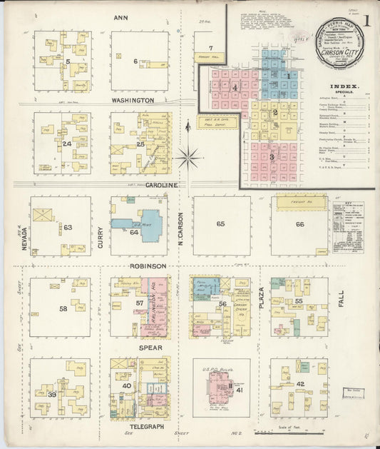 Sanborn Fire Insurance Map from Carson City, Carson City County, Nevada. (1890) – Historic Sanborn Fire Insurance Map Print