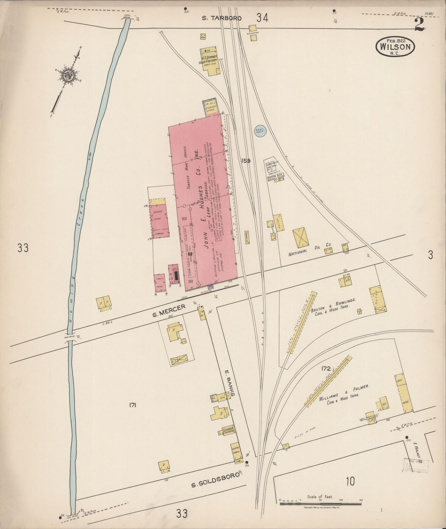 Sanborn Fire Insurance Map from Wilson, Wilson County, North Carolina (1922), Sheet #0002 - Complete Map Set gallery image, historic Sanborn map, vintage wall art, North Carolina North Carolina