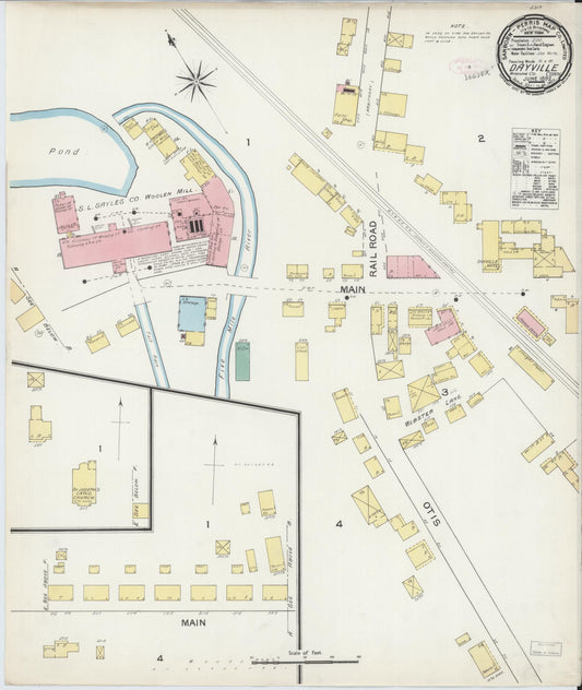 Sanborn Fire Insurance Map from Dayville, Windbam County, Connecticut (1892), Sheet #0001 - Historic Sanborn Fire Insurance Map Print, vintage old map wall art, antique decor, genealogy gift, Connecticut Connecticut map