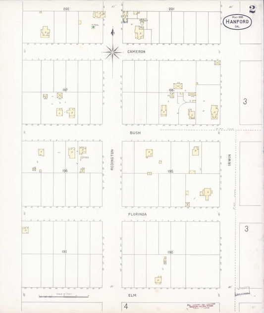 Sanborn Fire Insurance Map from Hanford, Kings County, California (1898), Sheet #0002 - Historic Sanborn Fire Insurance Map Print, vintage old map wall art, antique decor, genealogy gift, California California map
