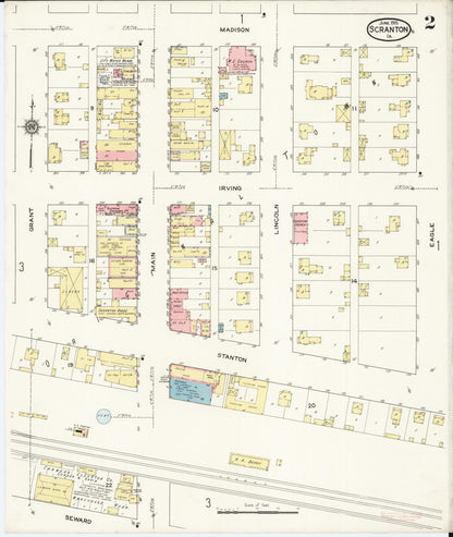 Sanborn Fire Insurance Map from Scranton, Greene County, Iowa (1915), Sheet #0002 - Historic Sanborn Fire Insurance Map Print, vintage old map wall art