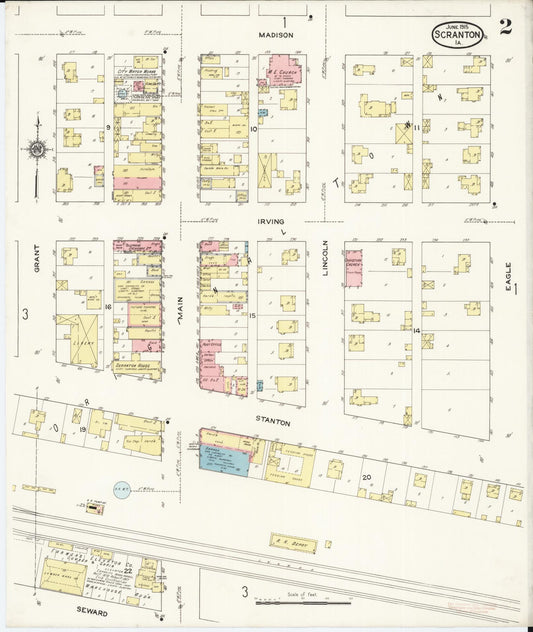 Sanborn Fire Insurance Map from Scranton, Greene County, Iowa (1915), Sheet #0002 - Historic Sanborn Fire Insurance Map Print, vintage old map wall art