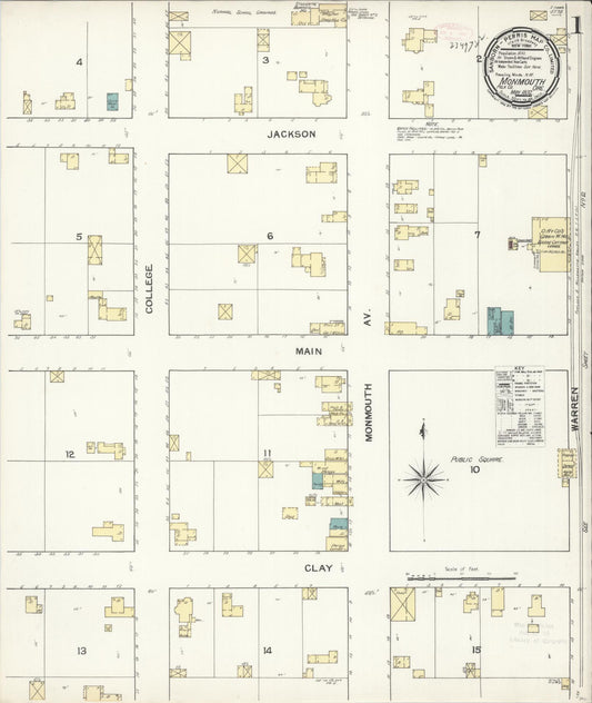 Sanborn Fire Insurance Map from Monmouth, Polk County, Oregon (1892), Sheet #0001 - Historic Sanborn Fire Insurance Map Print, vintage old map wall art, antique decor, genealogy gift, Oregon Oregon map