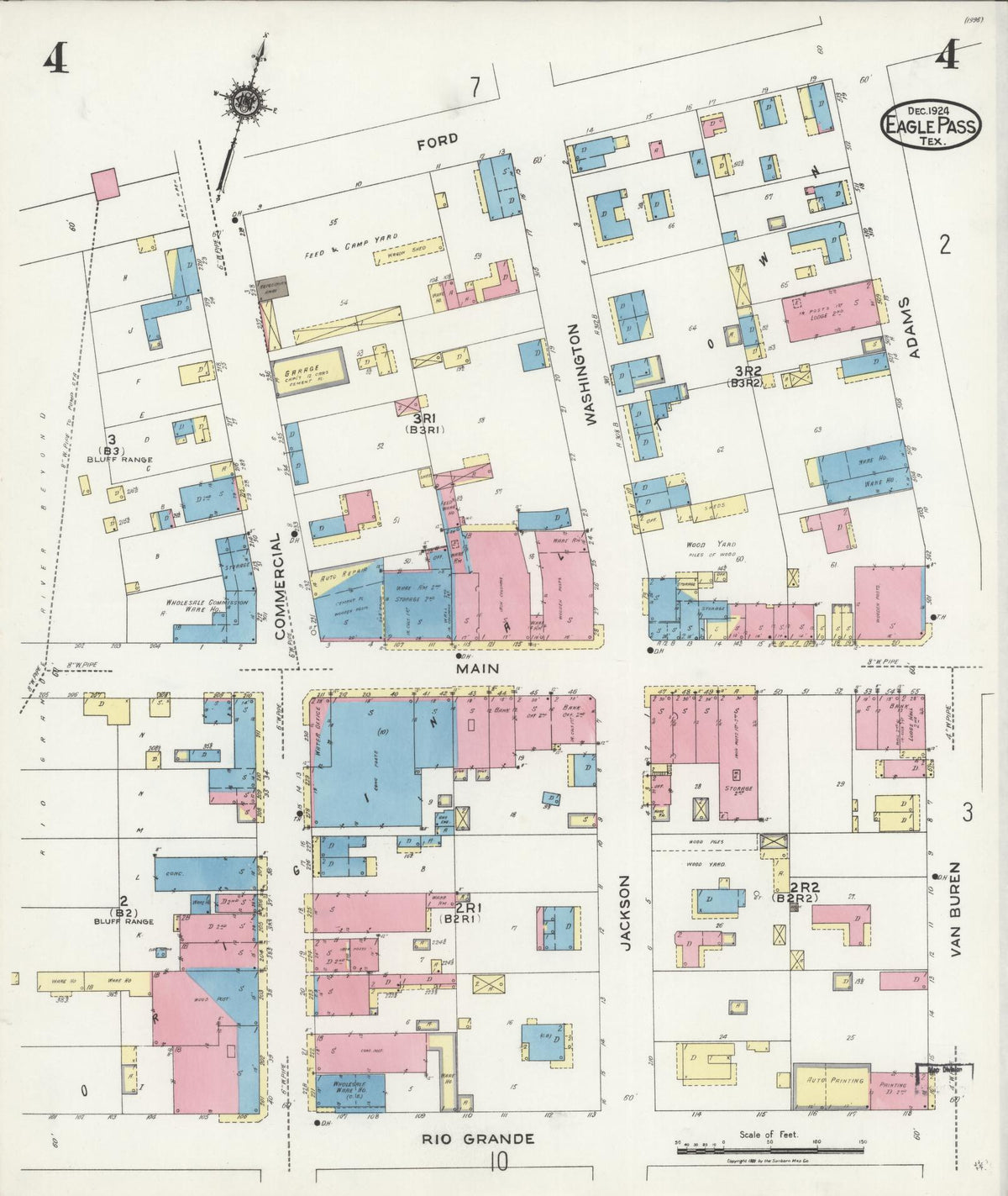 Sanborn Fire Insurance Map from Eagle Pass, Maverick County, Texas (1924), Sheet #0004 - Complete Map Set gallery image, historic Sanborn map, vintage wall art, Texas Texas