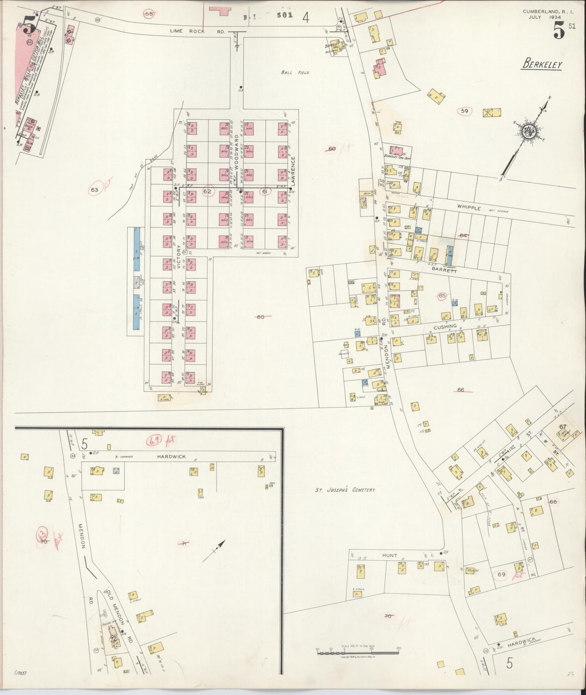 Sanborn Fire Insurance Map from Cumberland, Providence County, Rhode Island (1941), Sheet #0005 - Complete Map Set gallery image, historic Sanborn map, vintage wall art, Rhode Island Rhode Island