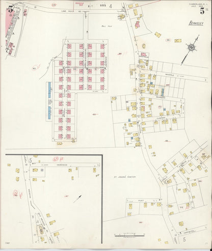 Sanborn Fire Insurance Map from Cumberland, Providence County, Rhode Island (1941), Sheet #0005 - Complete Map Set gallery image, historic Sanborn map, vintage wall art, Rhode Island Rhode Island