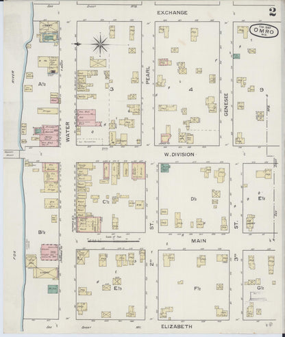 Sanborn Fire Insurance Map from Omro, Winnebago County, Wisconsin (1887), Sheet #0002 - Complete Map Set gallery image, historic Sanborn map, vintage wall art, Wisconsin Wisconsin